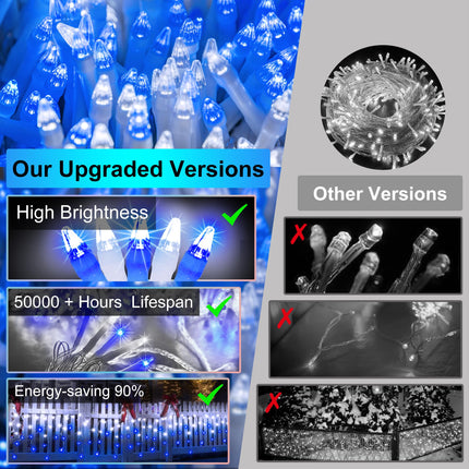 648 LED Outdoor Christmas Lights with 144 Drops, 66ft Christmas Fairy Lights with 8 Modes Timer, Christmas Twinkly Lights IP44 Waterproof for Eaves Yard Holiday Wedding Party Decor(Blue & Cool White)