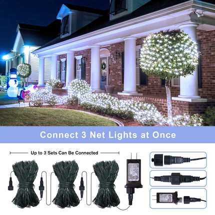 Christmas Net Lights for Bushes - 360 LED Net Lights Outdoor Plug in with Remote, 12x5 ft Extendable 8 Modes Christmas Net Lights Waterproof for Outside Gazebo Lawn Wedding Patio Garden Tree (White)