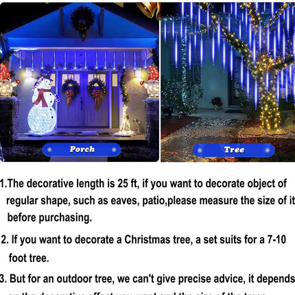Christmas Lights Outdoor Waterproof, 16 Inch Meteor Shower Rain Lights, 20 Tube 960 LEDs Icicle Tree Lights for Halloween Yard Party Patio Xmas Decoration,Blue