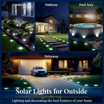 Solpex Solar Lights Outdoor, 12 Pack Solar Lights For Outside, 8 Led Waterproof Landscape Lighting, Solar Powered InGround Lights