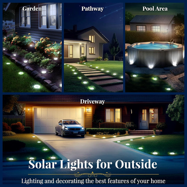 Solpex Solar Lights Outdoor, 12 Pack Solar Lights For Outside, 8 Led Waterproof Landscape Lighting, Solar Powered InGround Lights