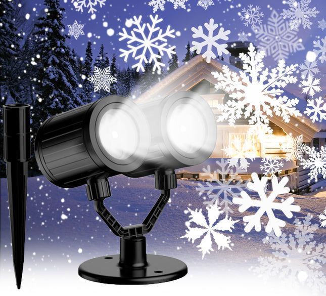 Snowflake Christmas Projector Lights Outdoor d Double Head Snowflake Projector Lights Waterproof LED Snowfall Projector Lights for Holiday Snowflake Lights for Christmas Decoration