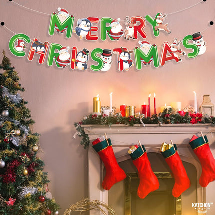 KatchOn, Red and Green Merry Christmas Banner - 10 Feet, No DIY Merry Christmas Garland for Christmas Decorations Christmas Garland for Christmas Party Decorations Merry christmas banner garland