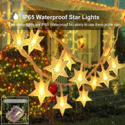 YoTelim Star String Lights Battery Operated，Water Proof 33FT 100 LED Fairy Christmas Lights 8 Modes with Remote Control, for Home, Party, Wedding, Garden Decoration Warm White