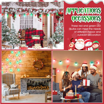25 Pack LED Christmas C7 Light Bulbs 1W Night Light Bulb Mini Bulb Candelabra E12 Base Decor Bulb Indoor Outdoor Replacement Light Bulb Christmas Holiday Candle Light Bulb (Red,Green)