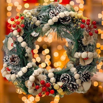 Jetec 12 Feet Christmas Wood Bead Garland Boho Garland Christmas Wooden Garland Christmas Rustic Beaded Garland Decorative Tree Decorations Farmhouse Country Home Decor for Xmas Tree Wall Ornaments
