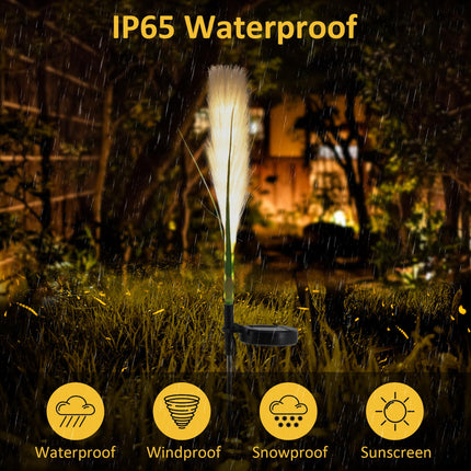 Solar Outdoor Garden Lights, 4 Pack LED Lights Waterproof, Sway by Wind Simulation Reed Lights Decoration for Garden Patio Walkway Pathway Yard (Warm White)