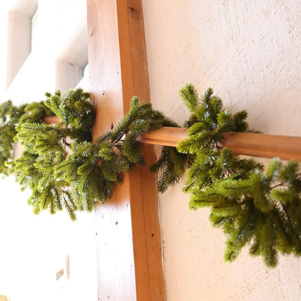 6FT Christmas Garland PARTY JOY Pine Garland with 9.8FT LED Lights String, Greenery Plant for Christmas Decorations Table Mantle Background Wall Room Outdoor Indoor Winter Decoration