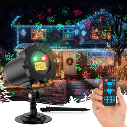 Christmas Projector Lights Outdoor, Christmas Laser Lights Outdoor with 16 Patterns, Waterproof, Timing for Christmas, Year, Birthday Party, Family Gatherings, Garden, Christmas