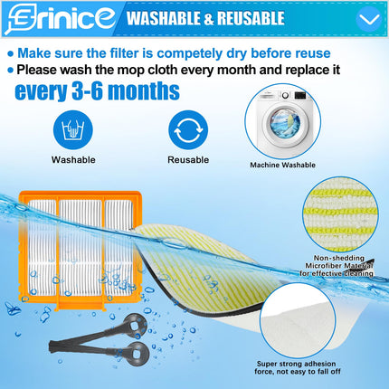 Rv2610Wa Mop Brush Filter Kit For Shark Rv2610Wa Rv2620Wa Rv2410Wd Av2610Wa Ai Ultra 2In1 Robot Vacuum Part, 4 Mop Pads, 2 Premotor Filters, 4 Side Brushes, 1 Brush, 11 Pack
