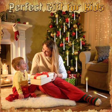 20PCS Floating Candles with Wand, Flickering Warm Light Taper LED Flameless Candles with Wand Remote, Magic Hanging Candles, Christmas Decoration for Home Indoor Party