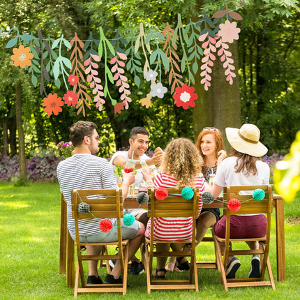 Yeaqee 2 Pcs Flower Banner Garland Double-Sided Colorful Waterproof Flower Birthday Party Decoration Paper Backdrop for Birthday Wedding Baby Shower(Colorful)