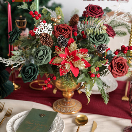 Christmas Artificial Greenery Stems Box Set,51pcs with 11 Kinds of Faux Greenery Picks for DIY Christmas Decorations Floral Arrangement Table Centerpieces and Wedding Bouquet Filler