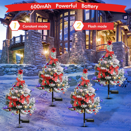 Solar Christmas Tree Lights Outdoor Decorations, 2PCS Waterproof Xmas Tree Light Christmas décor Pathway Lights for Outside Garden Yard Lawn House Front Porch Door (White)