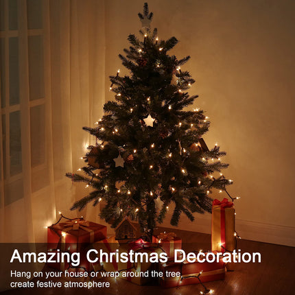 Clear Christmas Lights String, 21.63ft 100 Count Incandescent Brown Wire String Lights, UL Outdoor Christmas Lights, Connectable Indoor Tree Lights for Wedding Party, Warm White
