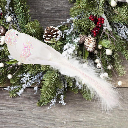 Cosweet 12 Pcs Artificial Christmas Dove Birds with Clip, White Feather Xmas Tree Ornament Wreath Flower Arrangement Supplies for Party Wedding Decor DIY Craft s