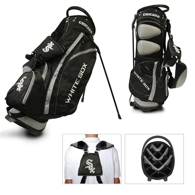 Team Golf MLB Chicago White Sox Fairway Golf Stand Bag, Lightweight, 14-way Top, Spring Action Stand, Insulated Cooler Pocket, Padded Strap, Umbrella Holder & Removable Rain Hood