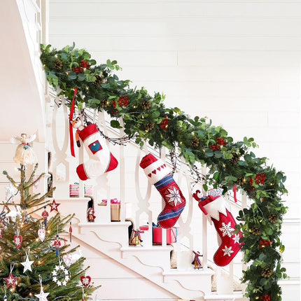 Christmas Garland,Artificial Pine Cypress Garland with Berry and Pinecone,Christmas Greenery Garland for Mantle,Table,Stair Handrail,Indoor,Outdoor Christmas Decorations(5.9FT