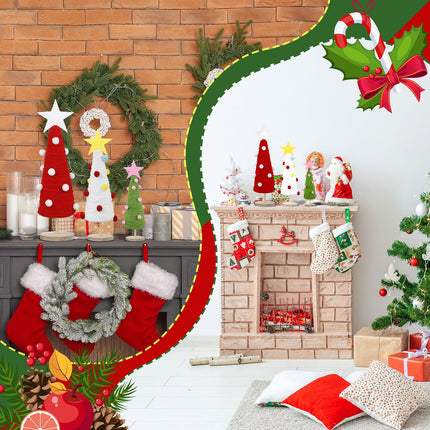 Jenaai 9 Pcs Mini Christmas Tree Christmas Table Decorations Artificial Wood Tree Christmas Home Decor Xmas Ornaments for Holiday Indoor Kitchen Home Wedding 12/9/ 7 Inch (Classic)