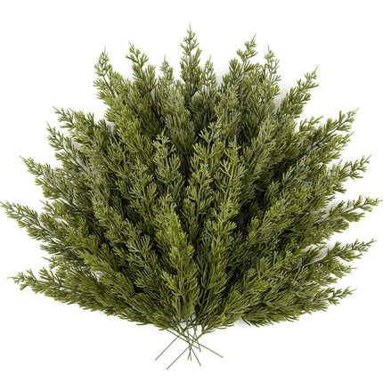 HOHOTIME 50 PCS Christmas Greenery Stems, Artificial Pine Stems Pick, Faux Cedar Branches for Vase, Fake Plants, Faux Pine Sprigs for Garland Wreath Tree Home DIY Xmas Decor