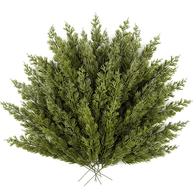 HOHOTIME 50 PCS Christmas Greenery Stems, Artificial Pine Stems Pick, Faux Cedar Branches for Vase, Fake Plants, Faux Pine Sprigs for Garland Wreath Tree Home DIY Xmas Decor