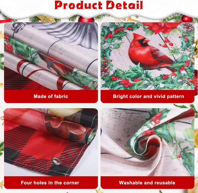 Christmas Door Cover Cardinal Red Bird Xmas Hanging Door Cover Xmas Front Door Decorative Joy to The World Christmas Party Supplies Holiday Decor, 70.9 x 35.4 Inch