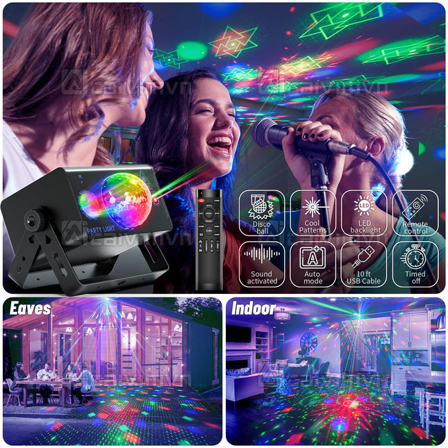 Party Lights Dj Disco Ball Light, LED Stage Strobe Lights Sound Activated with Remote Control for Xmas Club Bar Parties Holiday Christmas Birthday Wedding Home Decoration