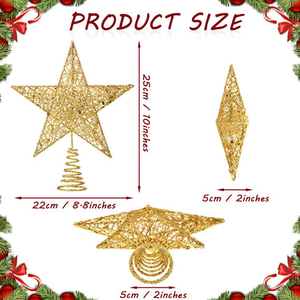 10 Inches Christmas Tree Star Topper Xmas Tree Topper Star Christmas Decoration Glittered Tree-top Star (Gold)