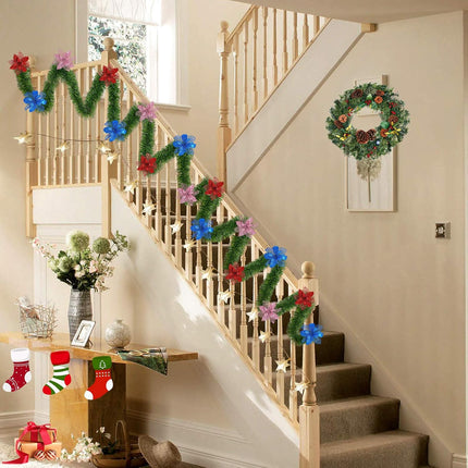 2 Pack 50 Foot Soft Christmas Garland, Non-lit Christmas Garland Ideal for Indoor and Outdoor Decor, Green Tinsel Garland for Holiday Wedding Party Decoration