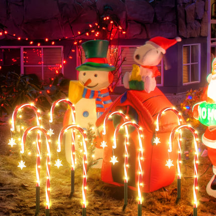 12Pack Christmas Candy Cane Lights: 21" Solar Candy Cane Pathway Lights Outdoor Markers - Xmas Decorations Lights with 8 Modes for Holiday Party Garden Walkway Patio Decor s Yard Driveway Lawn