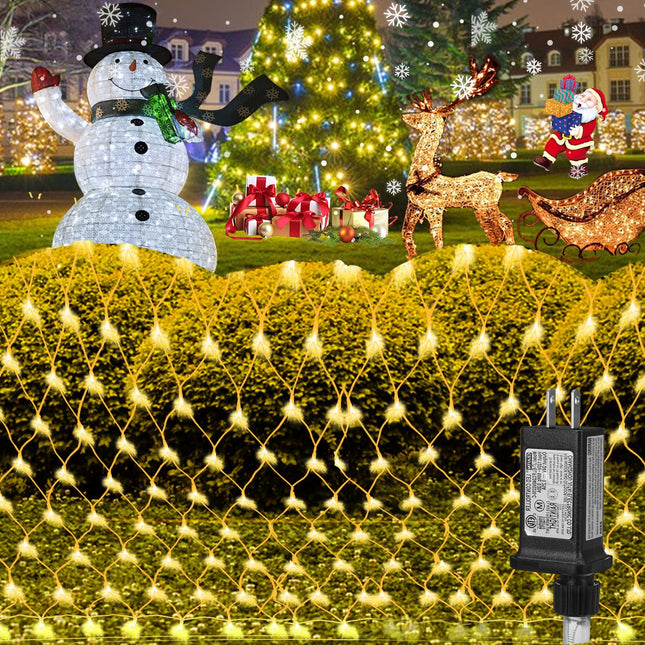 Outdoor Christmas Lights, 360 LED Sturdy Net Mesh Lights, 12x5Ft Large String Lights with 8 Modes, Christmas Decoration Lights for Year, Bushes, Gardens, Lawns, Patio Decor - Warmwhite
