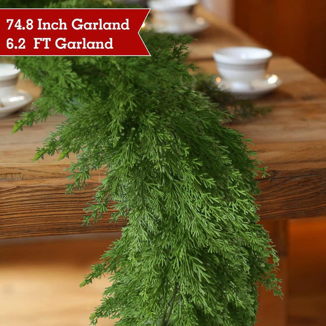 6FT Christmas Garland Artificial Pine Greenery Garland Lifelike Cedar Garland Christmas Garland for Mantle Stairs Railing Garland Christmas Decorations Indoor Outdoor