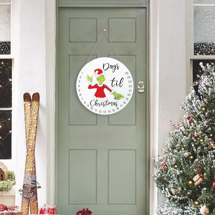 DAZONGE Christmas Decorations Welcome Sign | Christmas Countdown Advent Calendar for All Ages | 12'' Wooden Christmas Wreath with Easel for Door Wall Mantel Decor | Christmas Decor