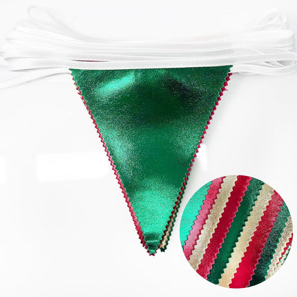 Christmas Party Decorations Triangle Pennant Banner Flag Red Green Gold Metallic Fabric Bunting Garland for Xmas Holiday Wedding Bridal Shower Birthday Bachelorette Graduation Year Party Supplies