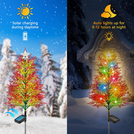 4 Pack Christmas Outdoor Decorations, Artificial Small Solar Christmas Tree Lights Outside, 2 Modes 40LED Solar Christmas Decorations Outside, Solar Christmas Lights Outdoor Waterproof Decorations