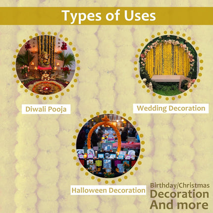 The Art Box 10 Pcs - 4.5 feet Artificial Marigold Garland Halloween Decorations Wedding Fake Flowers Fall Garland Christmas Decor Garland Strands, Lemon Yellow