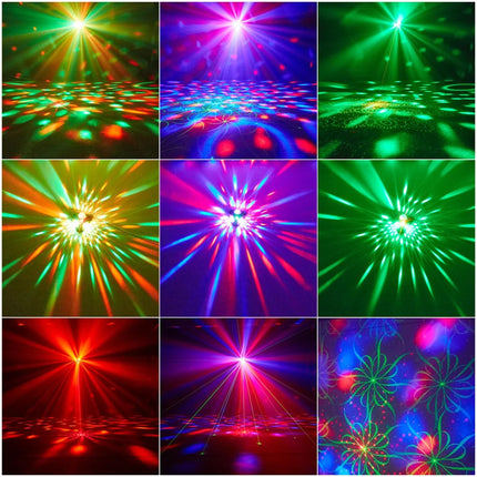 4 in 1 Disco Party Lights, 3 RGB Disco Lights+Red and Green Pattern Lamp Strobe Lights for Home Room Dance Parties Birthday Karaoke Halloween Christmas Wedding Show Club Decorations