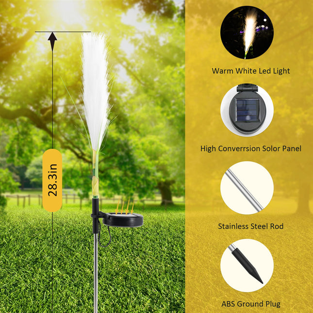Solar Outdoor Garden Lights, 4 Pack LED Lights Waterproof, Sway by Wind Simulation Reed Lights Decoration for Garden Patio Walkway Pathway Yard (Warm White)