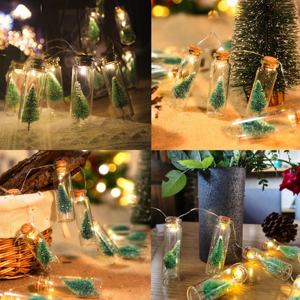 Mini Christmas Tree Lights Battery Operated Clear Glass Jar Bottle String Lights 10 LED Warm White Fairy Lights for Indoor Home Bedroom Wedding Birthday Party Decoration