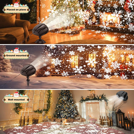 Christmas Snowflake Projector, Double Head Snowflake Projection Lights, Snowflake Light Outdoor Blizzard Projection Lights with Remote Control, Led Snowfall Show Lights for Xmas Holiday Party