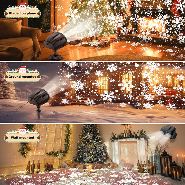 Christmas Snowflake Projector, Double Head Snowflake Projection Lights, Snowflake Light Outdoor Blizzard Projection Lights with Remote Control, Led Snowfall Show Lights for Xmas Holiday Party