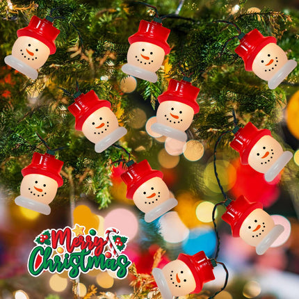 10-Light Christmas Snowman String Lights - Waterproof & UL - Perfect for Outdoor and Indoor Use - Ideal for Christmas Tree, Bedroom, Door, Party Decoration
