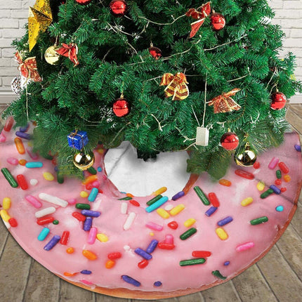 Pink Doughnut Donut Tree Skirt Christmas 36Inches Xmas Buffalo Plaid Home Decorations Year Holiday Party Decorations Farmhouse Christmas Tree Mat