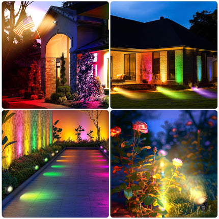 OurLeeme Landscape Lighting - 120V 8W RGB Colored Halloween Spotlight, LED Spotlights Outdoor Waterproof Yard Stake Landscape Spotlights, Christmas Spot Lights Outdoor for House Tree (6PCS)