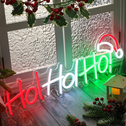 Hoho Christmas Neon Sign Large LED Light Christmas Signs Merry Christmas Neon Light Merry Christmas Light up Sign for Window Hoho Neon Christmas Decorations for Christmas Party Bedroom