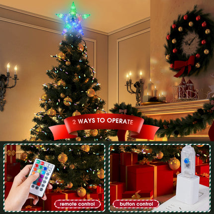 6.8 inch Christmas Tree Topper Lighted, Christmas Tree Star with Remote Control,Multiple Light Modes, Brightness, RGB Christmas Star Tree Topper for Home, Room etc