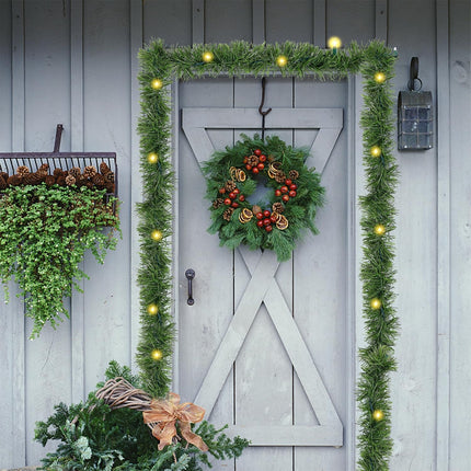 Biswing 50FT Pre-lit Christmas Green Garland, Lighted Artificial Pine Garlands with 100 Count Clear Incandescent Mini Lights, Light Up for Indoor Outdoor Gate Home Winter Holiday Year Decorations