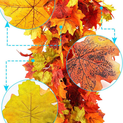 4 Packs Artificial Fall Leaves Garland, 5.9Ft/Pieces Autumn Maple Leaves Mantle Garland Hanging Vines for Home Decor Wedding Halloween Thanksgiving Christmas Indoor Outdoor Decorations by wohohoho