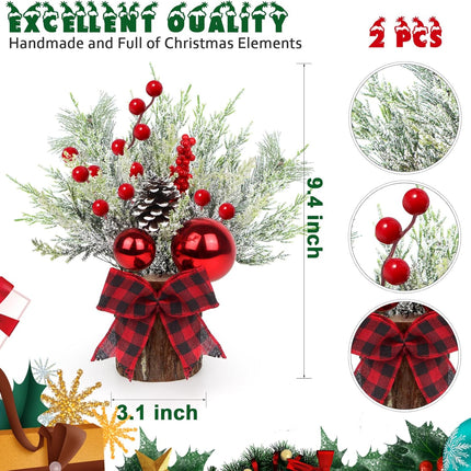 XJar Small Christmas Tree, Tabletop Artificial Mini Christmas Tree, 9 Inch Artificial Small Potted for Christmas, Suitable for Family Gathering, Indoor Fireplace Christmas Decoration