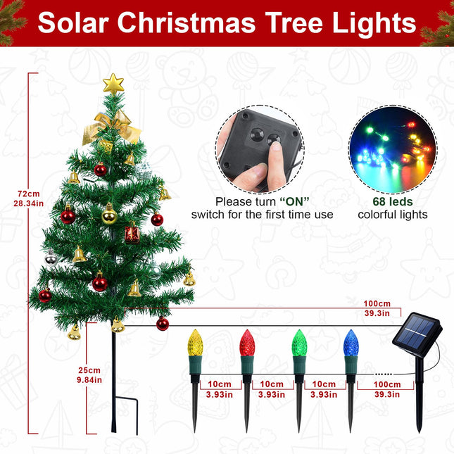 Ninonly Christmas Decorations Outdoor 2 Pack Solar Christmas Tree Strawberry Lights Waterproof Pathway Lights for Yard Xmas Holiday Outside Christmas Decorations